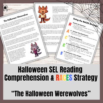 Preview of Halloween SEL Reading Comprehension & RACES Strategy - Managing Anger