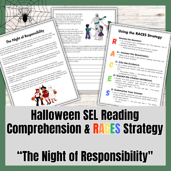 Preview of Halloween SEL Reading Comprehension & RACES Strategy - Responsibility