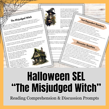 Preview of Halloween SEL - The Misjudged Witch, Reading Comprehension & Discussion: Empathy
