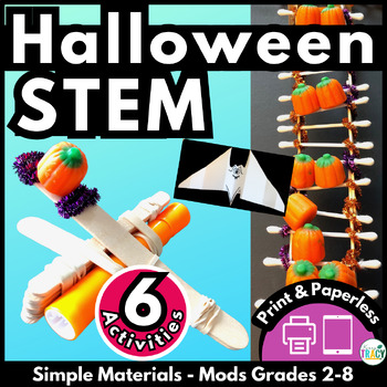 Preview of Halloween STEM Activities - 6 STEM Challenges - Print & Paperless