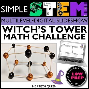 Preview of Halloween STEM Challenge 3D Shapes October STEAM Activities Witch Fall Low Prep