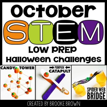 Preview of Halloween STEM Challenges & Activities BUNDLE - Pumpkin Catapult, Candy Towers