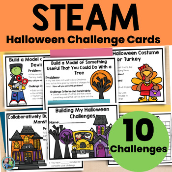 Preview of STEM Halloween Story Stations Activities & Challenges Makerspace Task Cards