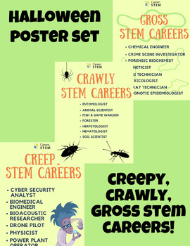 Preview of Creepy Crawly Gross! STEM Careers Poster Set of 3 (Halloween)