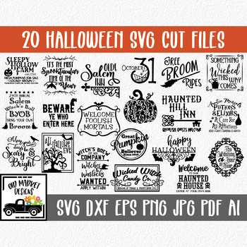 Halloween SVG Cut file Bundle - 20 Halloween Images - Clip Art & More!
