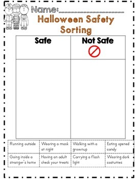 Halloween Safety Activity Sheet