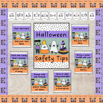 Preview of Halloween Safety Bulletin Board Kit - Editable - 35+ Pages October Decoration