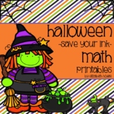 Halloween {Save Your Ink} Math Printables!