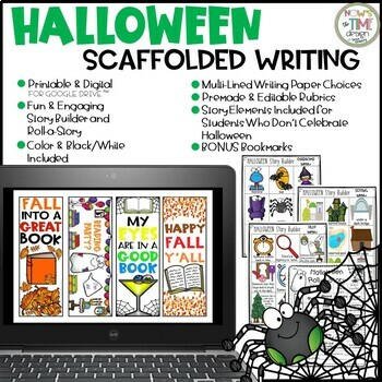 Preview of Halloween Scaffolded Writing | ELA | Distance Learning | Digital & Printable