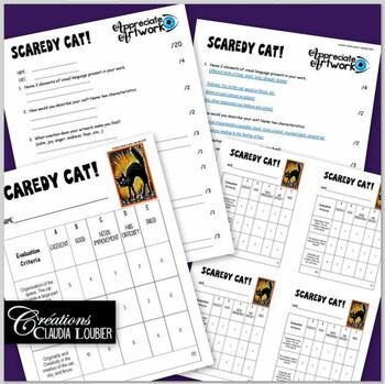 Halloween : Scaredy Cat ! Art Lesson Plan by Art with Creations