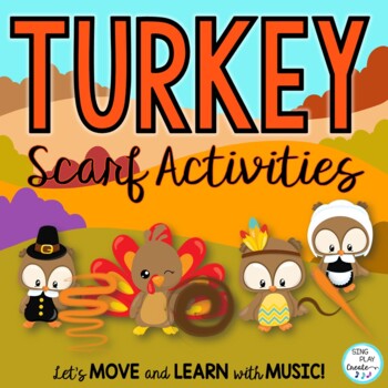 Preview of November Turkey Scarf Activities Video with Music for PE, Music, Preschool, Home