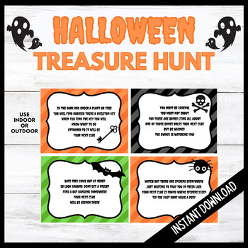 Halloween Scavenger Hunt Clues with Props, Halloween Treasure Hunt