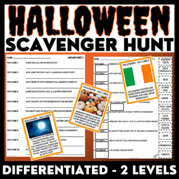 Preview of Halloween Scavenger Hunt - Informational Reading - Scoot Activity - 2 Levels