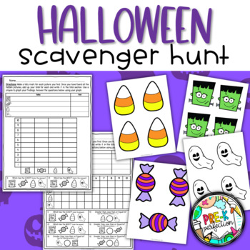 Preview of Halloween Scavenger Hunt Math Activity - Graphing, More than, Less than, Equal