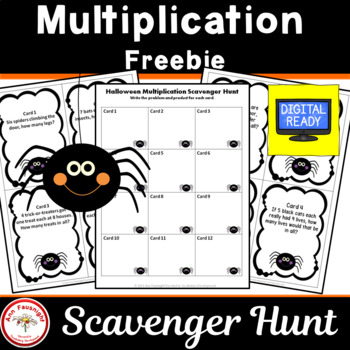 Preview of Halloween Scavenger Hunt Multiplication Freebie
