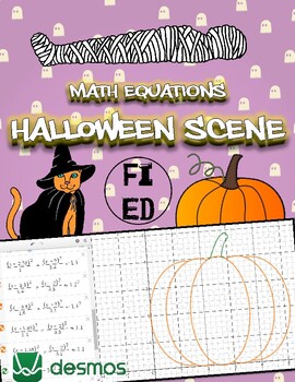 Preview of Halloween Scene using Math Equations | Activity for Online Graphing Calculator
