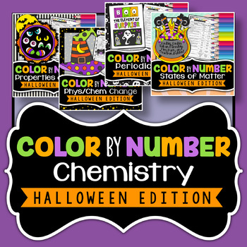 Preview of Halloween Science Activities - Chemistry Color by Number BUNDLE - Save 30%