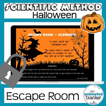 Preview of Halloween Science Activity Digital Escape Room Scientific Method Middle School