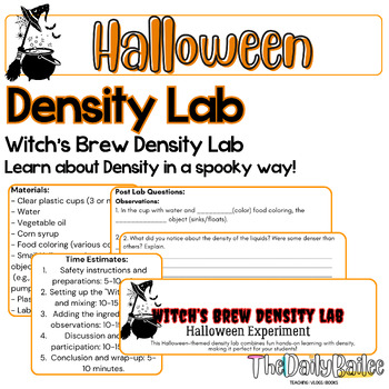 Preview of Halloween Science Activity - Witch's Brew Density Lab