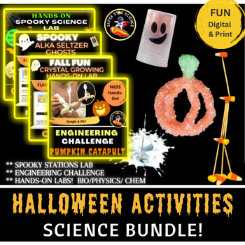 Preview of Halloween Science Lab Bundle Hands-On Biology Chemistry Physics & Engineering