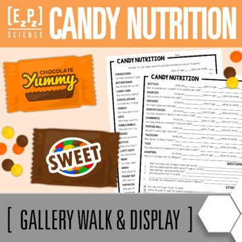 Preview of Halloween Science Candy Nutrition Gallery Walk Posters and Sugar Visual Display