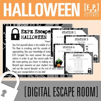 Preview of Halloween Science Escape Room Activity | Science Digital Breakout Review Game
