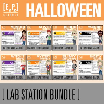 Preview of Halloween Science Lab Stations Activity Bundle