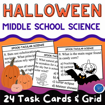 Preview of Halloween Science Spooky Task Cards Activity | Middle School Grades 6 - 8