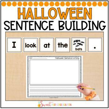 Preview of Halloween Sentence Building Activity with Writing Pages | Writing Center