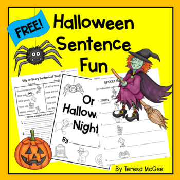 Preview of FREE Halloween Writing - Halloween Sentence Writing Activities + Wordsearch