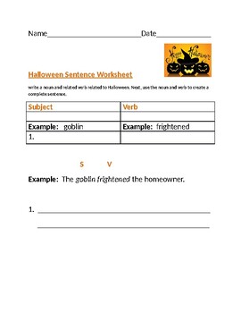 Preview of Halloween Sentence Writing Worksheet