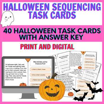 Preview of Halloween Sequencing Task Cards