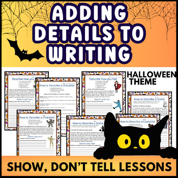 Preview of Halloween Show, Don't Tell Descriptive Writing Mini-Lessons and Prompts