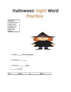 Preview of Halloween Sight Words