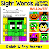 Halloween Activities Color by Sight Words Mystery Pictures