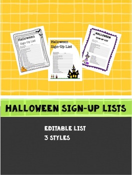 Preview of Halloween Sign-Up List!
