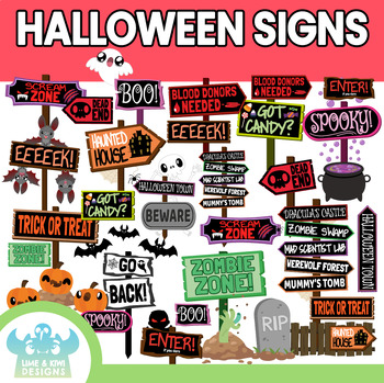 Halloween Signs Clipart (Lime and Kiwi Designs) by Lime and Kiwi Designs