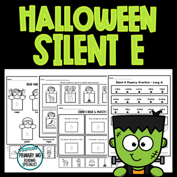 Preview of Halloween Silent E Packet | Magic E | NO PREP Phonics Worksheets