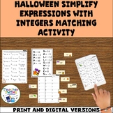 Halloween Evaluating Expressions with Integers Matching Activity