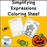 Halloween Simplifying Expressions Coloring Worksheet