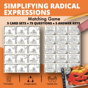 Preview of Halloween: Simplifying Radical Expressions Matching Game