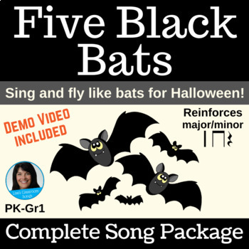 Preview of Halloween Song & Activity | Bats | Number Five | mp3s, PDF, SMART, Video