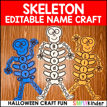 Preview of Halloween Skeleton Editable Name Craft,  Halloween Bulletin Board