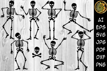 Preview of Halloween Skeleton Silhouette Clip Art