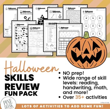 Preview of Halloween Skills Review FUN Activities - No Prep, 35+ themed activities!