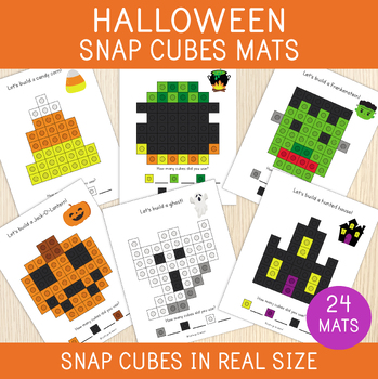 Preview of Halloween Snap Cubes Mats, Connecting Cubes, Fine Motor Skills, Counting, Number