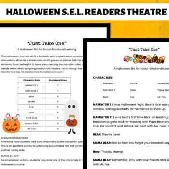 Preview of Halloween Social-Emotional Learning Readers Theater Skit (NO PREP)