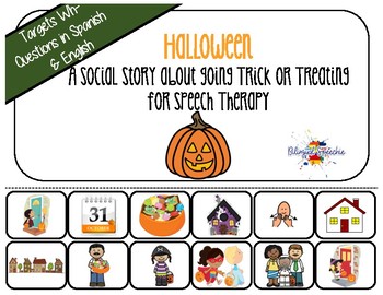 Preview of Halloween Social Story Book in Spanish and English