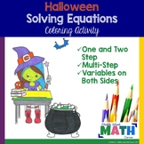 Halloween Solving Equations Coloring Activity One, Two, Mu