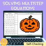 Halloween Solving Multi Step Equations Pixel Art Digital A
